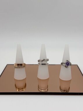 3 Frosted Cone Ring Display Holders Jewelry Stand Organizer Minimalist Display